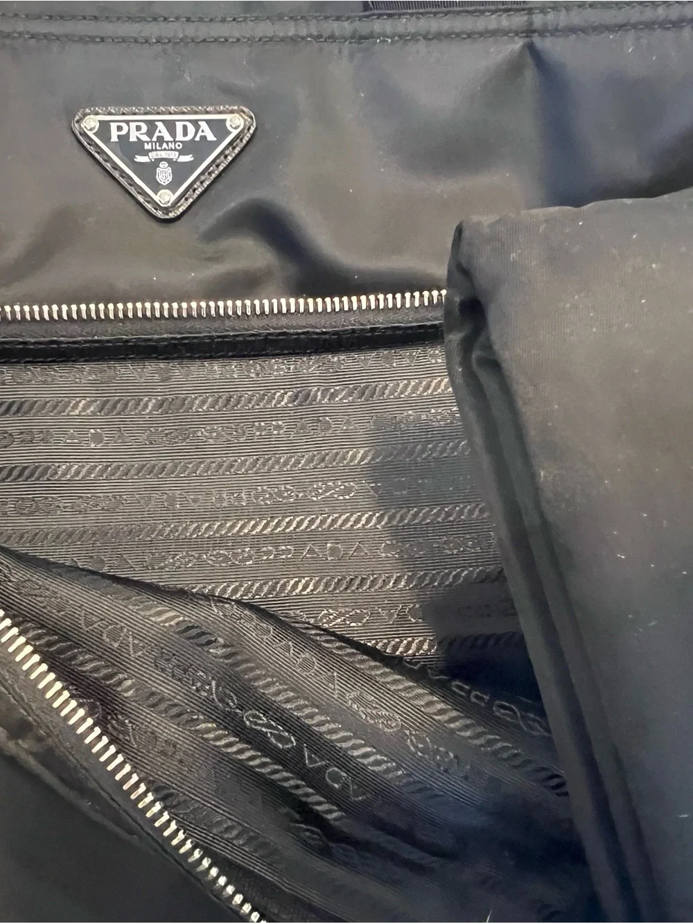 Prada Black Nylon Baby Bag Tote with Detachable Strap
